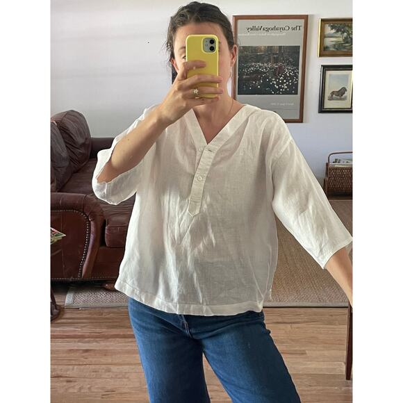 Comptoir Des Cotonniers Tops - Comptoir Des Cotonniers Linen Crop Tunic Size Small